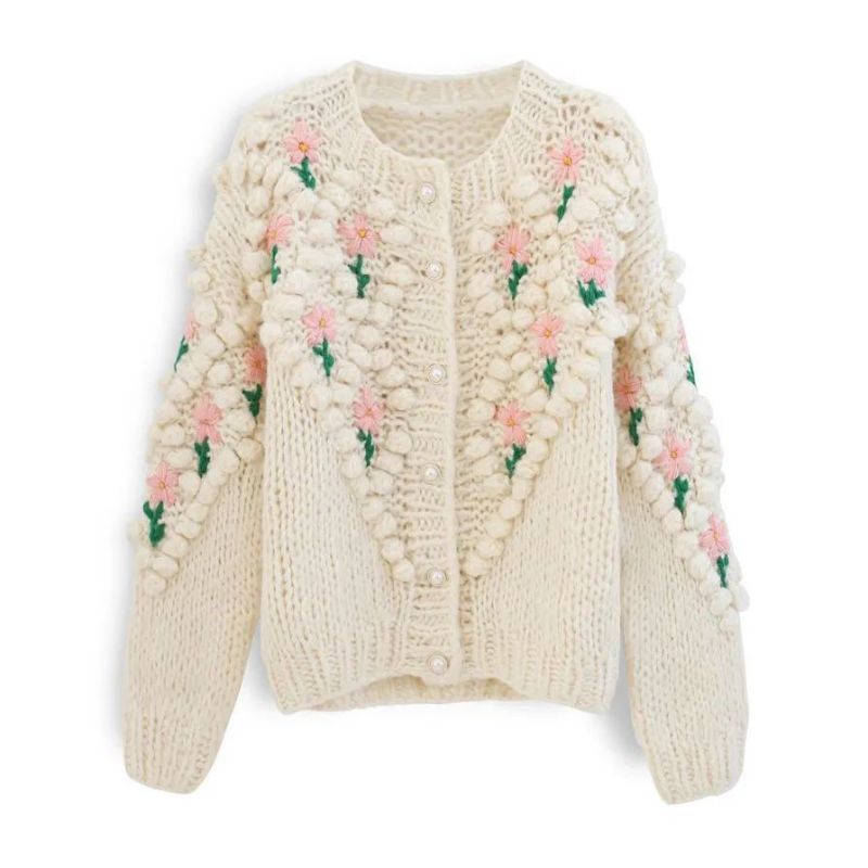 Cnaipe Cnaipe Cniotáilte Saincheaptha Cróise Bróidnithe Bróidnithe Plus Méid Mná Sweaters Mná